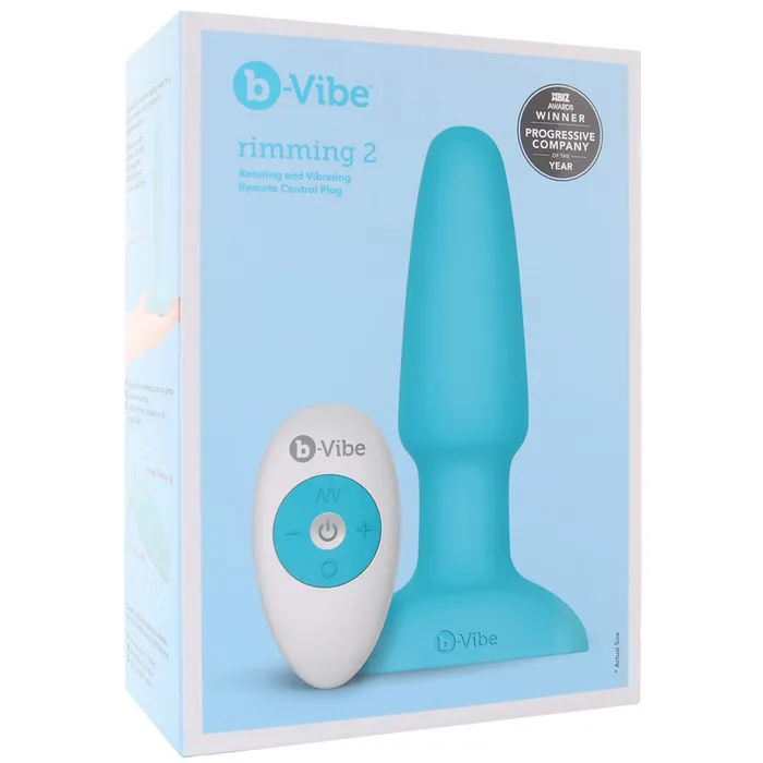 bVibe Rimming 2 Rechargeable RemoteControlled Vibrating Silicone Anal Plug with Rotating Beads Teal Nalpac Male Sex Toys