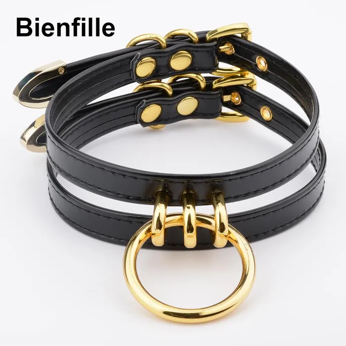 House of Dasein Anal Collars Leashes Double Caged Slave Collar Gothic Silver Gold Metal Choker