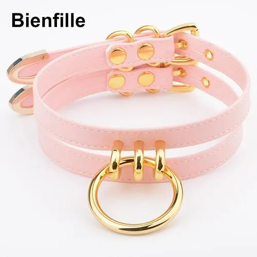 House of Dasein Anal Collars Leashes Double Caged Slave Collar Gothic Silver Gold Metal Choker