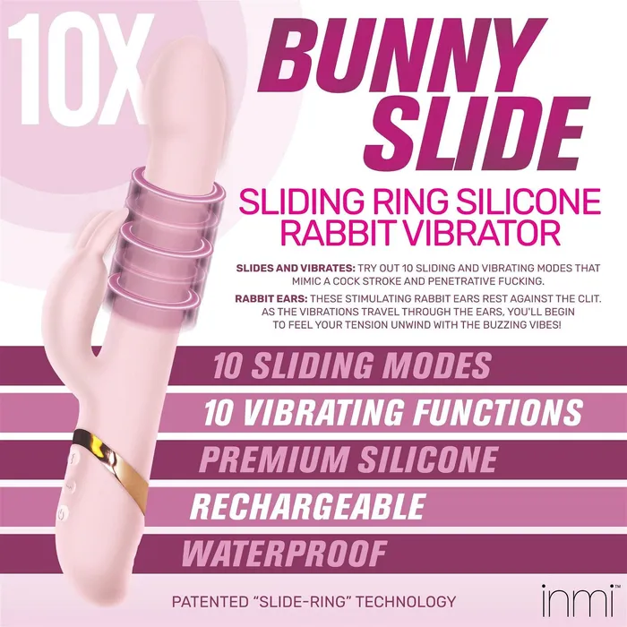 XR Brands Female Sex Toys Inmi Bunny Slide Sliding Ring Rabbit Vibrator