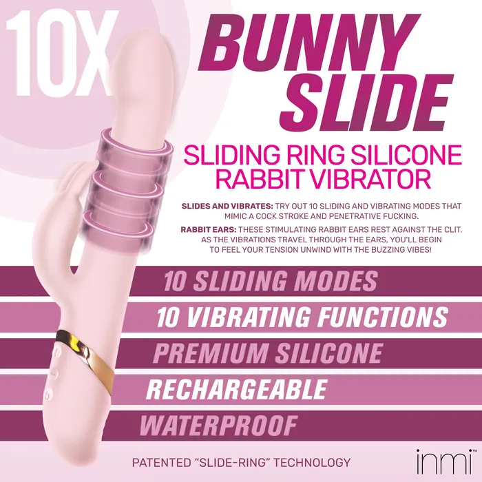 XR Brands Female Sex Toys Inmi Bunny Slide Sliding Ring Rabbit Vibrator