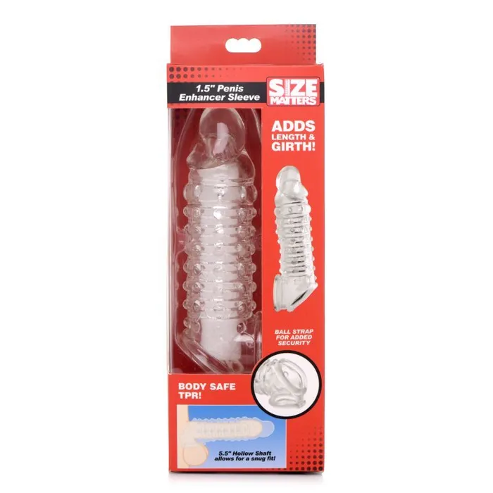 Male Sex Toys Size Matters Penis Enhancer Sleeve 15in Clear Size Matters